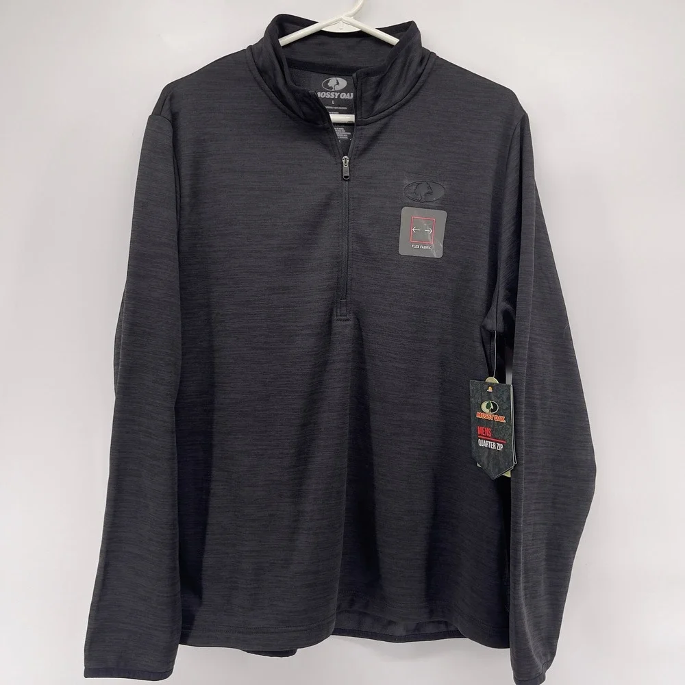 NEW Mossy Oak Quarter Zip Pullover Men's Gray Flex‎ Fabric Large